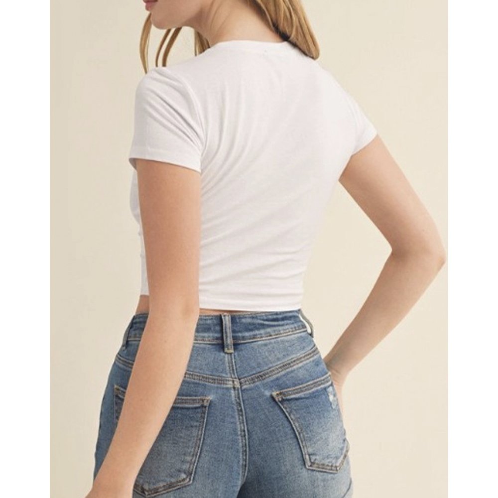 Crew Neck Short Sleeve Crop Tee Top - Desert - Vault Board Shop Vault