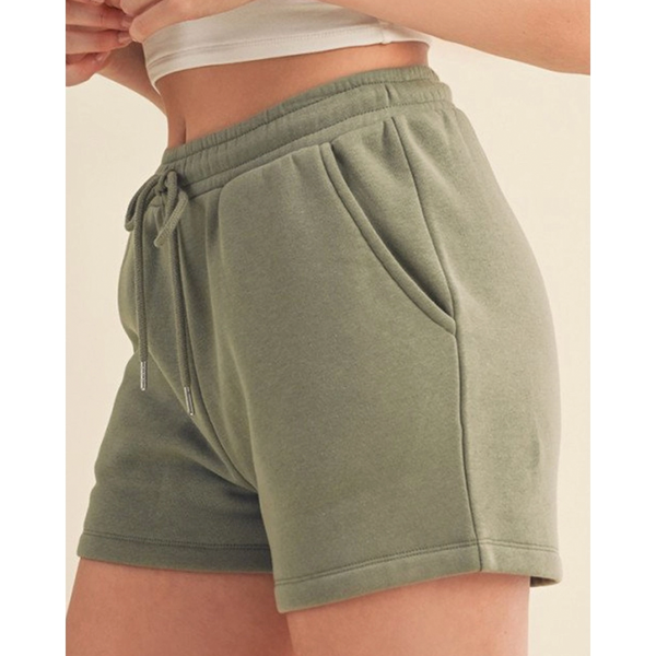 Women's Fleece Drawstring Shorts Military Green