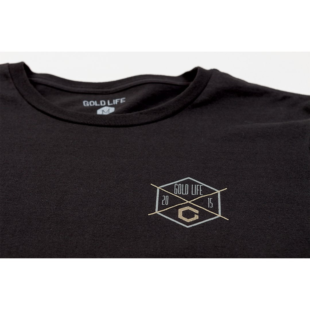 Gold Life Hex Tee - Black - Vault Board Shop Gold Life