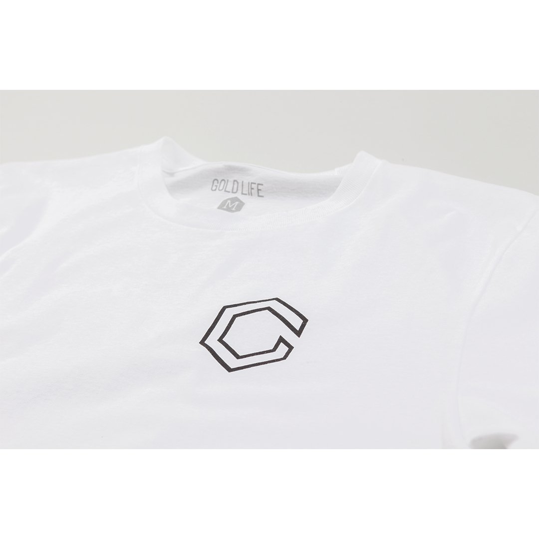 Gold Life Outlined Tee - White - Vault Board Shop Gold Life