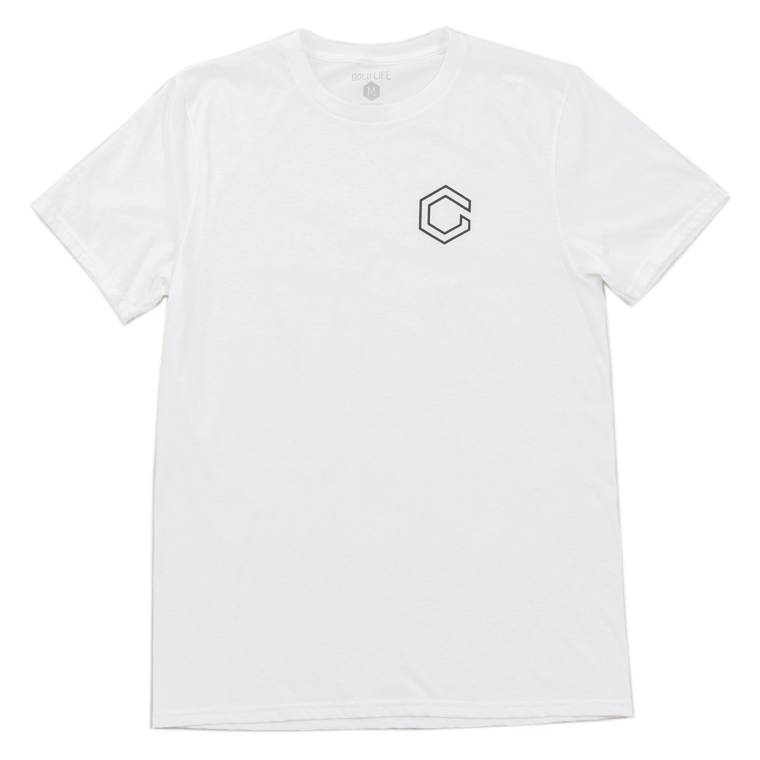 Gold Life Outlined Tee - White - Vault Board Shop Gold Life