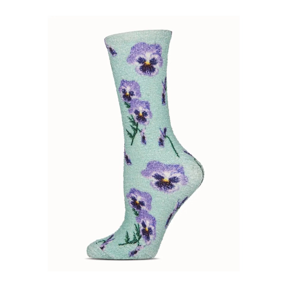 Pansy Eucalyptus Scent Cozy Crew Sock - Mint - Vault Board Shop MeMoi