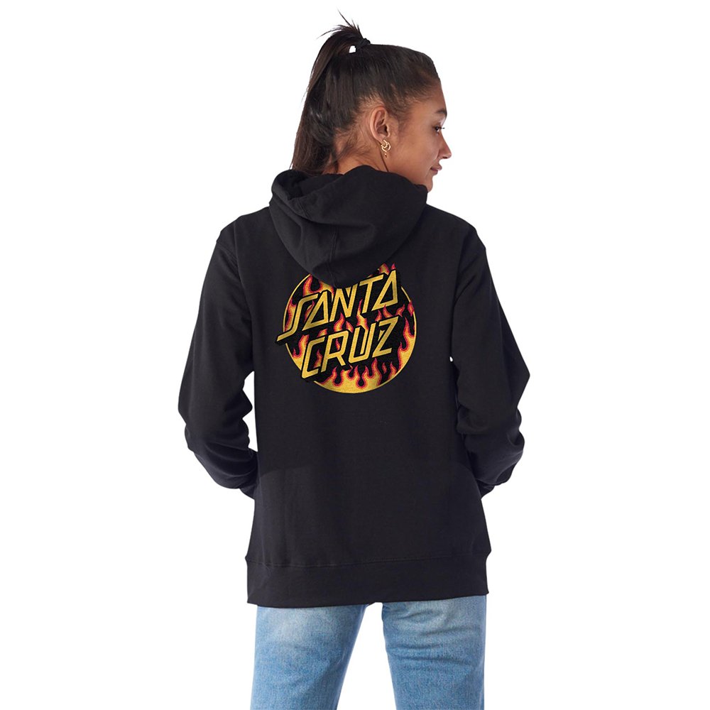 Santa Cruz X Thrasher Flame Dot Relaxed Long Hoodie Women's - Black - Vault Board Shop Santa Cruz
