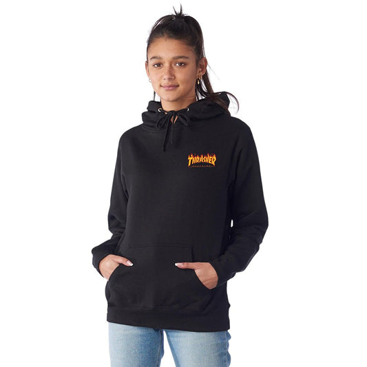 Santa Cruz X Thrasher Flame Dot Relaxed Long Hoodie Women's - Black - Vault Board Shop Santa Cruz