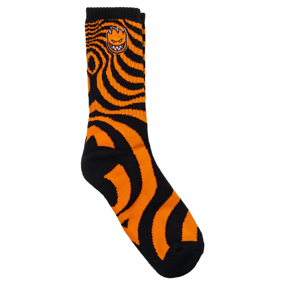 Spitfire Bighead Fill Emb Swirl Sock - Black/ Orange - Vault Board Shop Spitfire