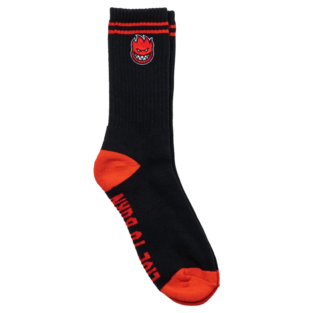 Spitfire Bighead Fill Emb Swirl Sock - Black/ Red - Vault Board Shop Spitfire