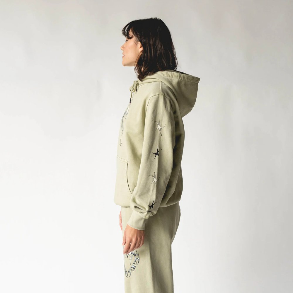 Welcome Halo Pigment - Dyed Hoodie - Moss - Vault Board Shop Welcome