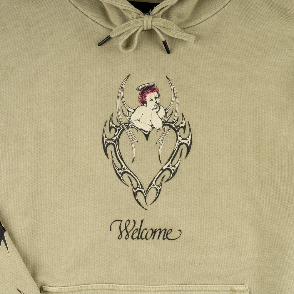 Welcome Halo Pigment - Dyed Hoodie - Moss - Vault Board Shop Welcome