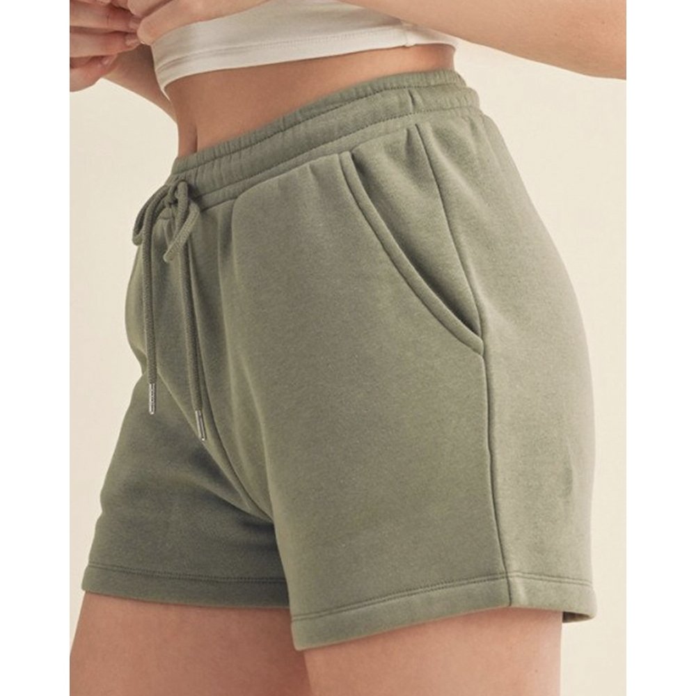 Women's Fleece Drawstring Shorts Military Green - Vault Board Shop Vault
