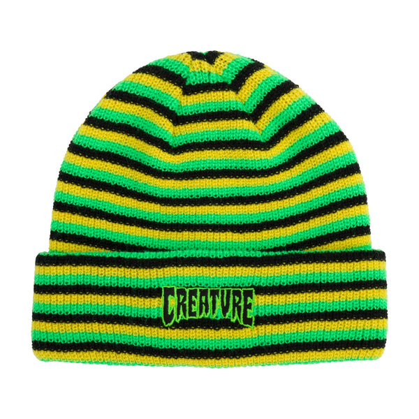 Creature Logo Outline Beanie - Black/ Yellow/ Green