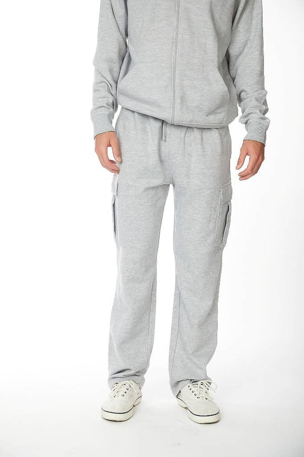 Men's Cargo Fleece Jogger Sweatpants - Grey