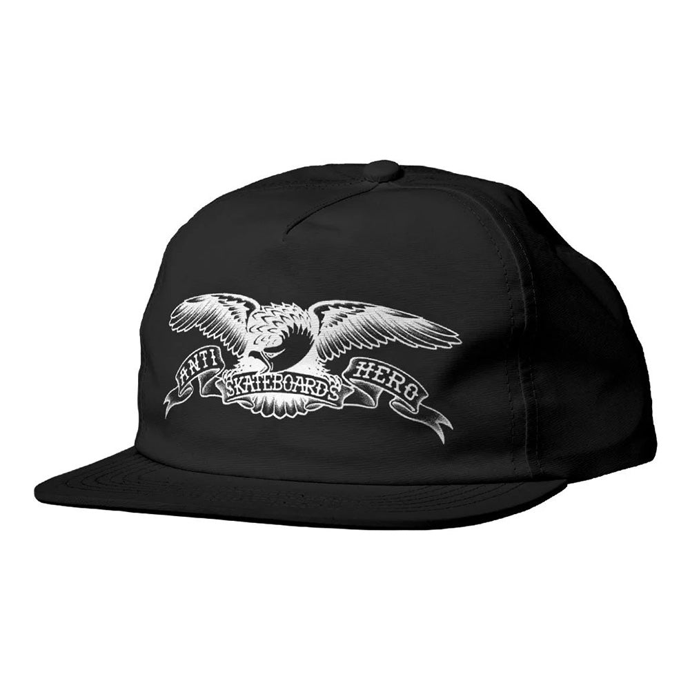 Antihero Basic Eagle Snapback Hat - Black/ White - Vault Board Shop Antihero