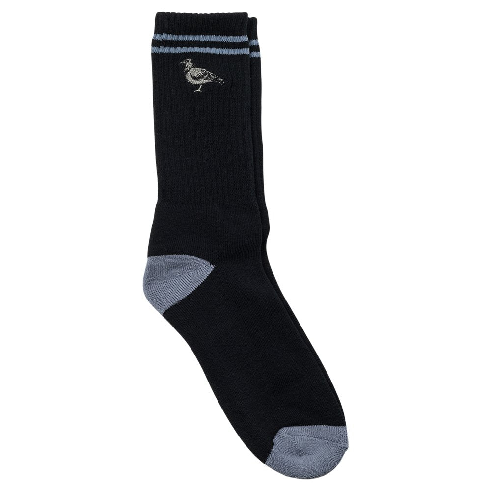 Antihero Basic Pigeon Emb Sock - Black/ Grey - Vault Board Shop Antihero