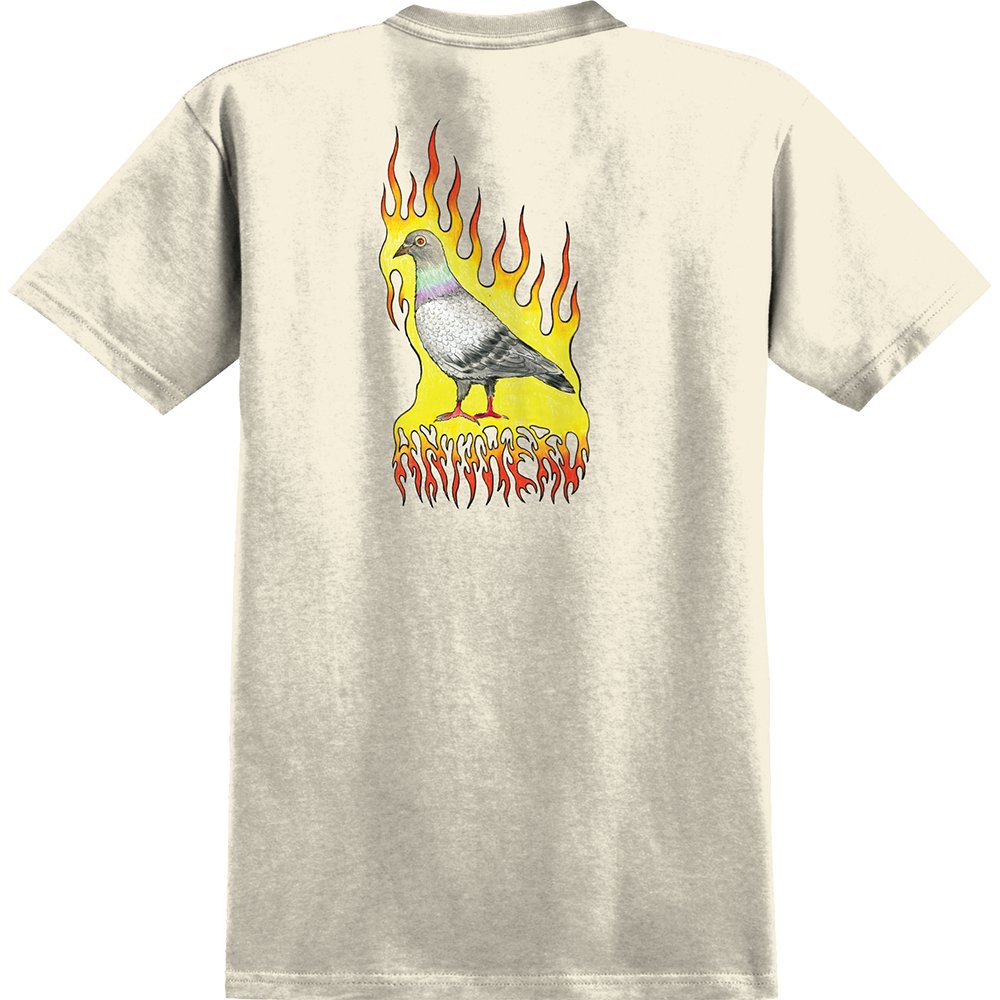 Antihero Flaming Pigeon Tee - Natural/ Multi - Vault Board Shop Antihero