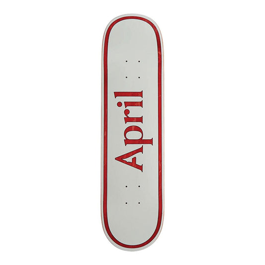 April AP OG Logo Deck White/ Red - 8.0" - Vault Board Shop April Skateboards