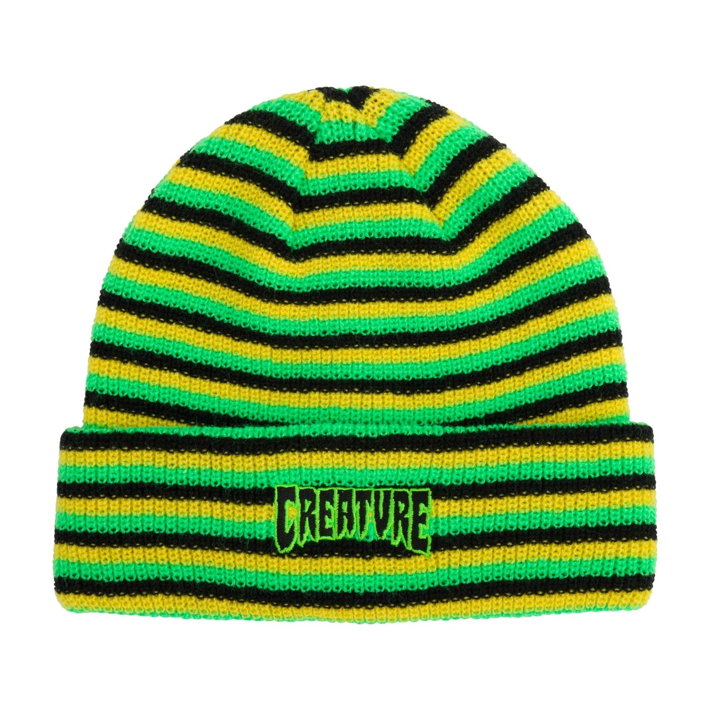 Creature Logo Outline Beanie - Black/ Yellow/ Green - Vault Board Shop Creature