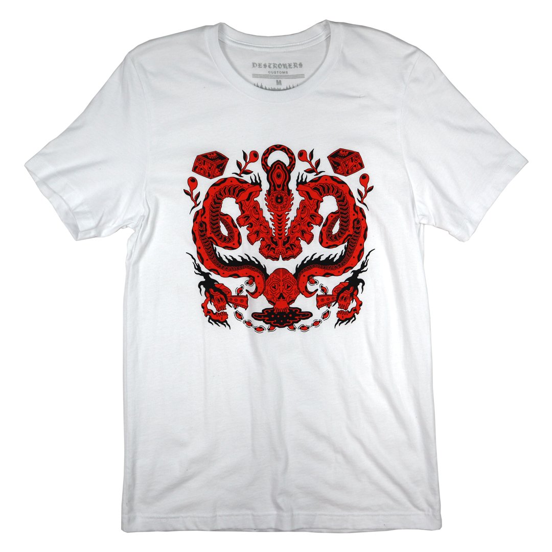 Destroyers Customs Snake Tee - White - Vault Board Shop Destroyers Customs