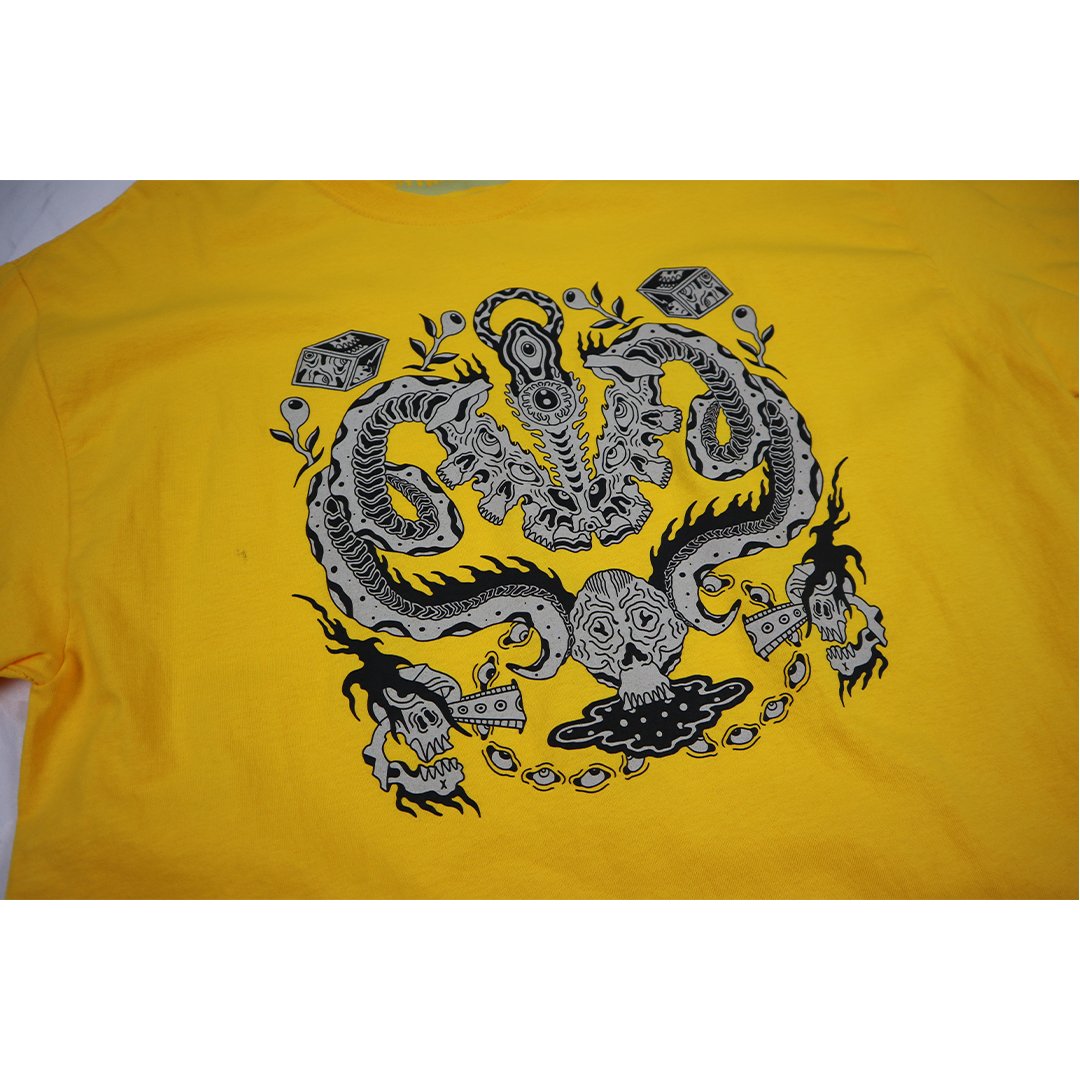 Destroyers Customs Snake Tee - Yellow - Vault Board Shop Destroyers Customs