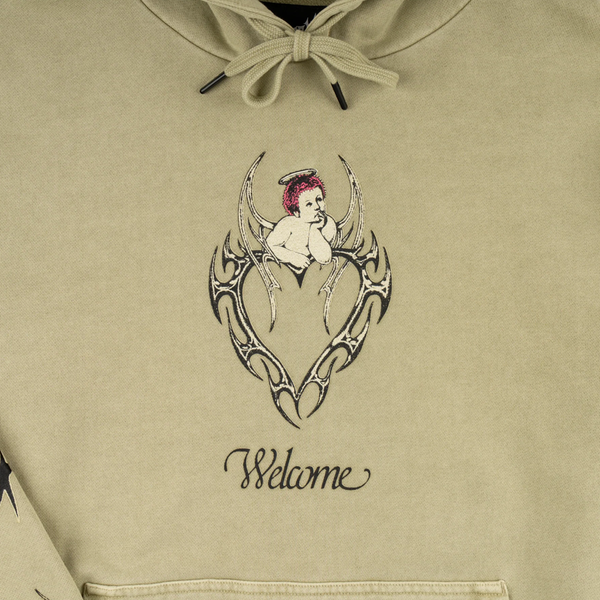 Welcome Halo Pigment-Dyed Hoodie - Moss