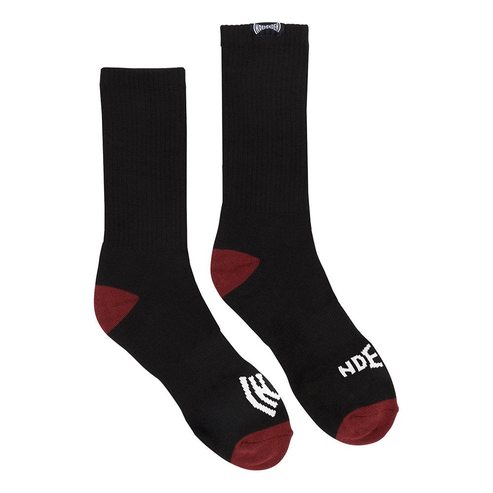 Independent Span Split Crew Socks - Black/ Burg - Vault Board Shop Independent