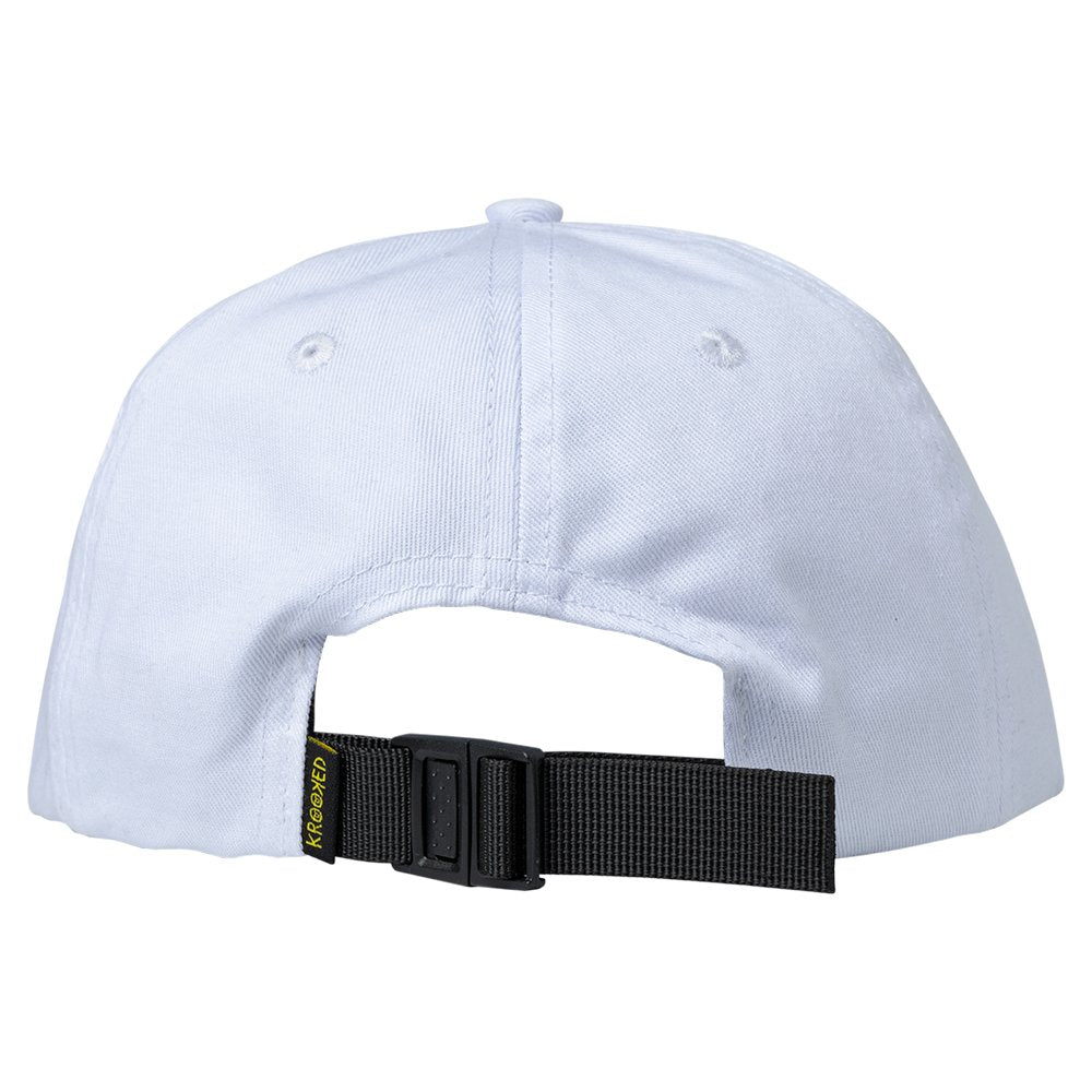 Krooked Eyes Adjustable Strapback Hat - White/ Green - Vault Board Shop Krooked