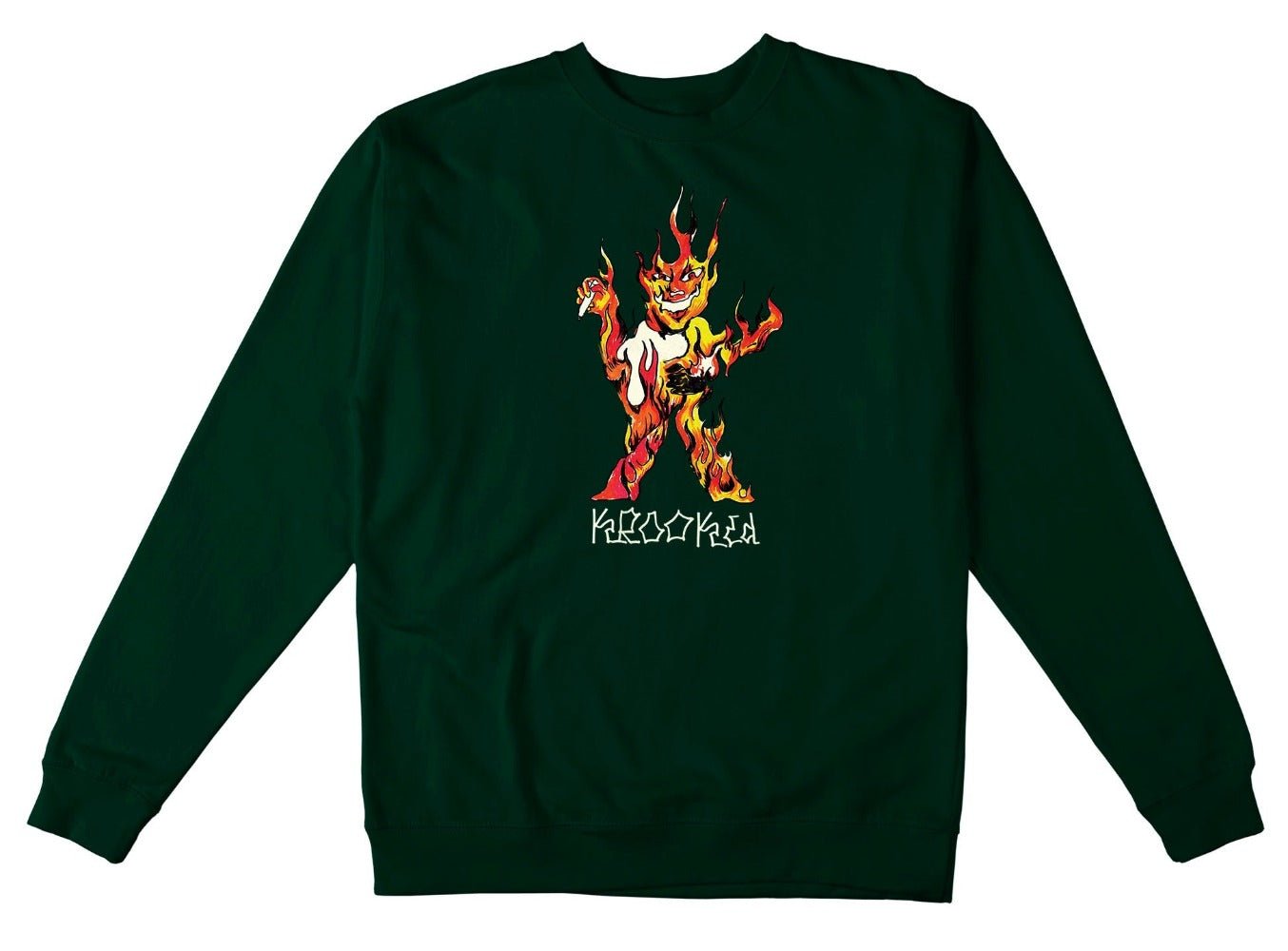 Krooked Inferno Crewneck - Dark Green - Vault Board Shop Krooked