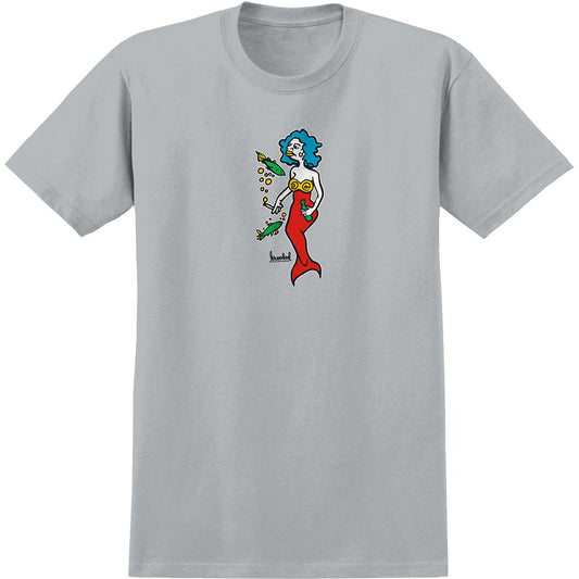 Krooked Mermaid Tee - Ice Grey/ Multi - Vault Board Shop Krooked