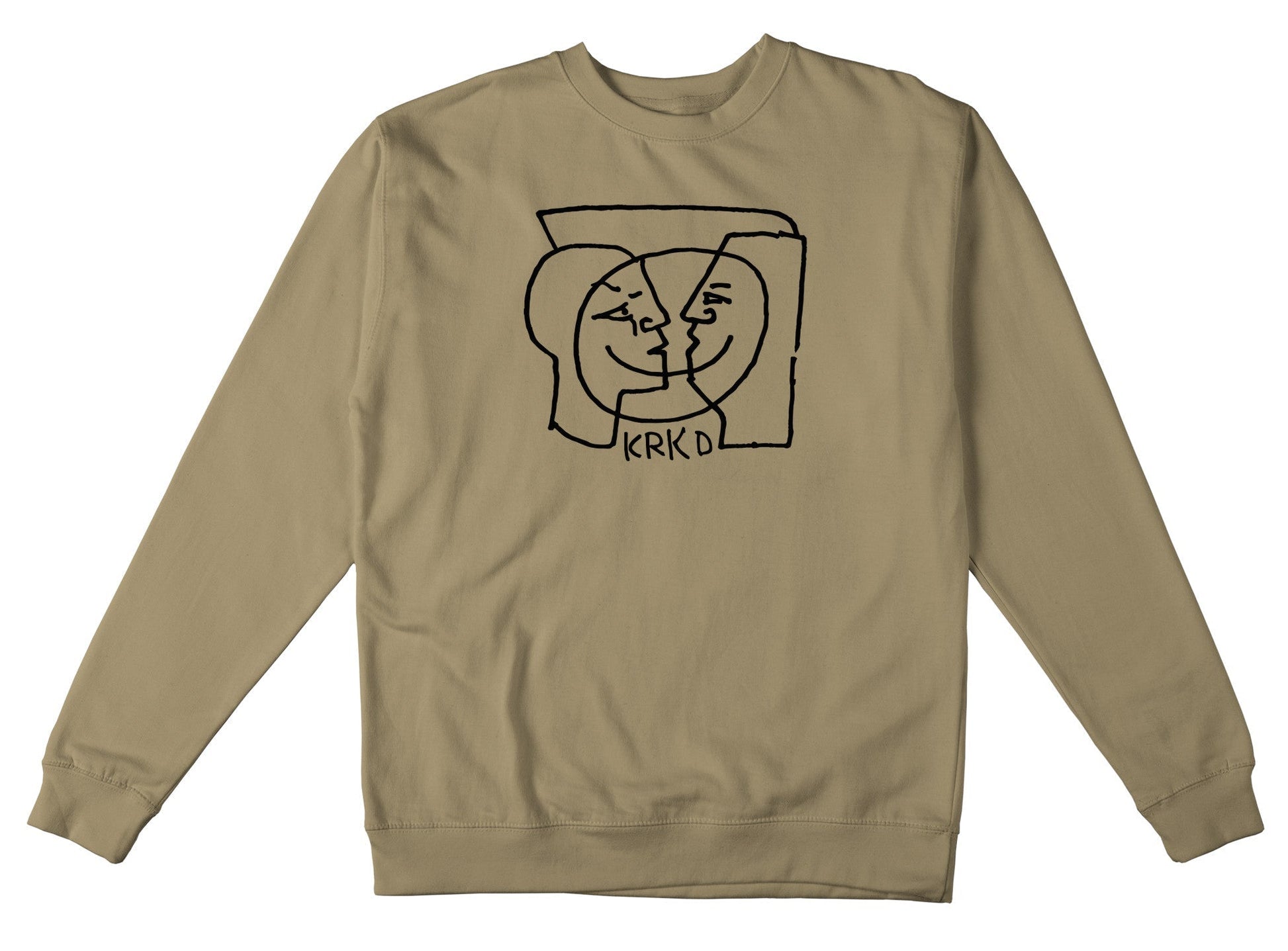 Krooked Moonsmile Crewneck - Sandstone - Vault Board Shop Krooked