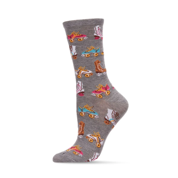 Roller Party Bamboo Crew Sock - Grey Heather