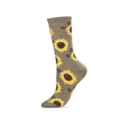 Majestic Sunflower Bamboo Blend Crew Socks - Olive