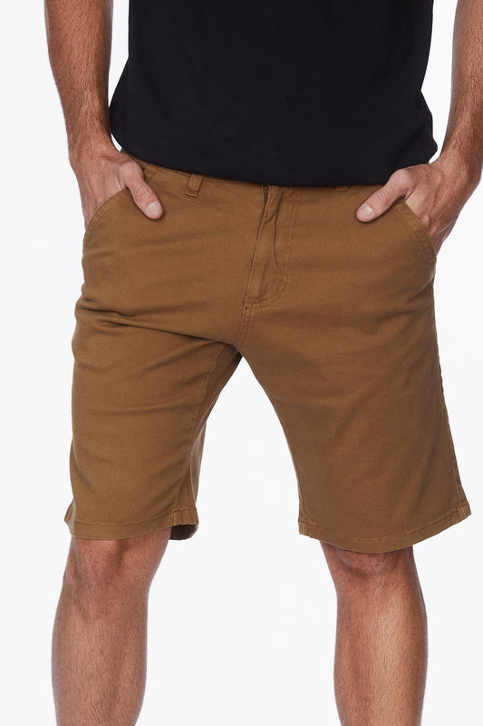 Men's Twill Summer Stretch 4 Pocket Chino Shorts - Tobacco - Vault Board Shop Hawk's Bay