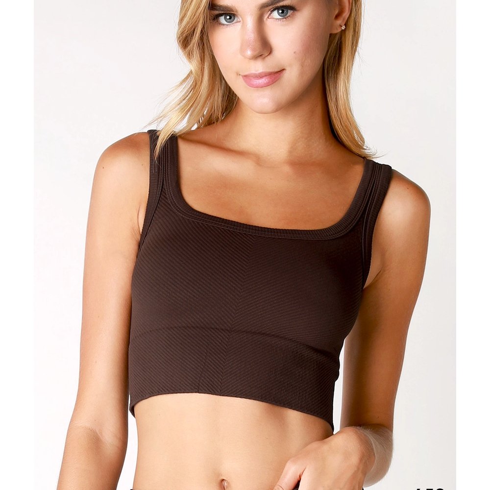 Nikibiki Chevron Ribbed Crop Top - Chocolate - Vault Board Shop Nikibiki