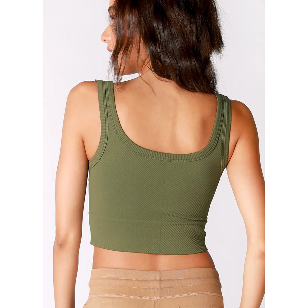 Nikibiki Chevron Ribbed Crop Top - Dusty Olive - Vault Board Shop Nikibiki