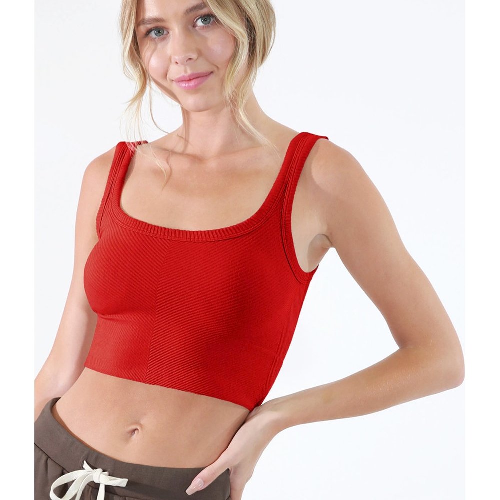 Nikibiki Chevron Ribbed Crop Top - Red - Vault Board Shop Nikibiki