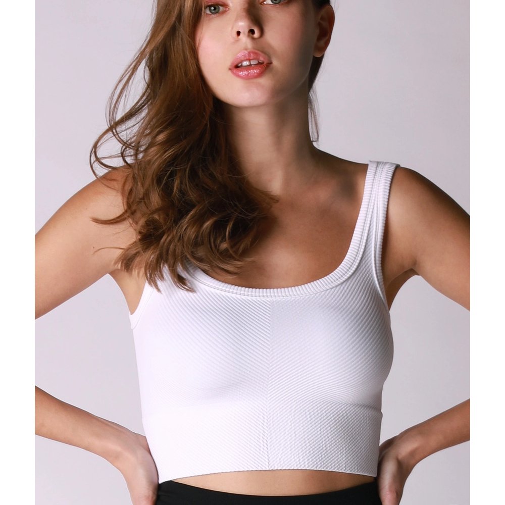 Nikibiki Chevron Ribbed Crop Top - White - Vault Board Shop Nikibiki