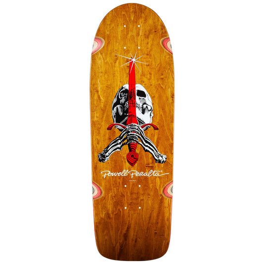 Powell-Peralta OG Skull & Sword Reissue Skateboard Deck Honey Brown Stain - 10"