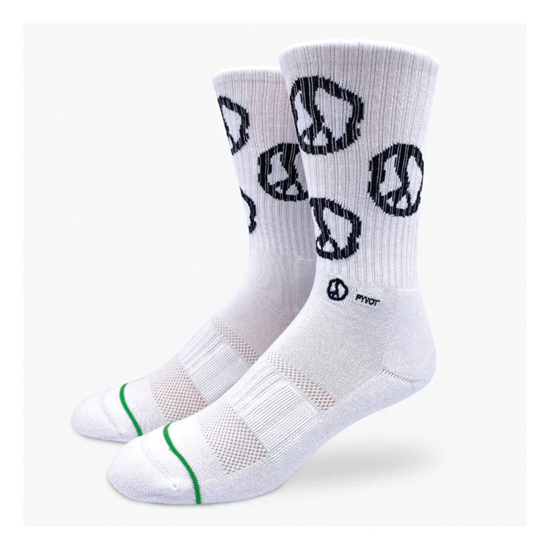 Pyvot Dizzy Peace Socks - White/ Black - Vault Board Shop Pyvot