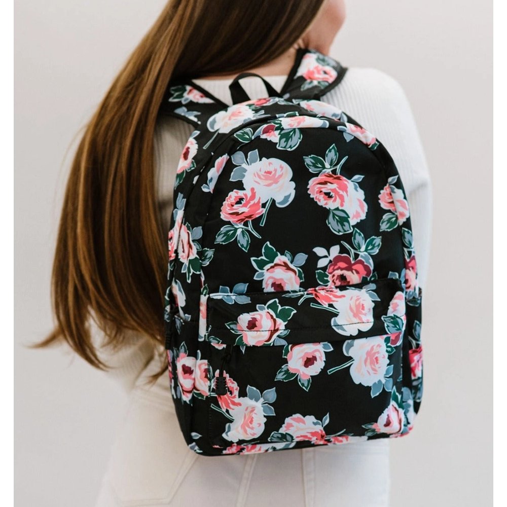 Rosalie Floral Print Backpack - Black - Vault Board Shop Faire