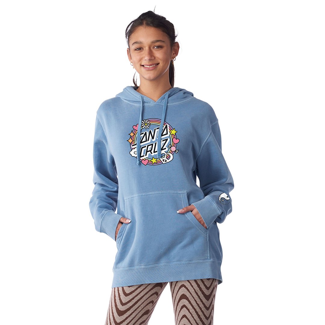 Santa Cruz Whimsical Dot Boyfriend Sweatshirt Women's - Pigment Slate Blue - Vault Board Shop Santa Cruz