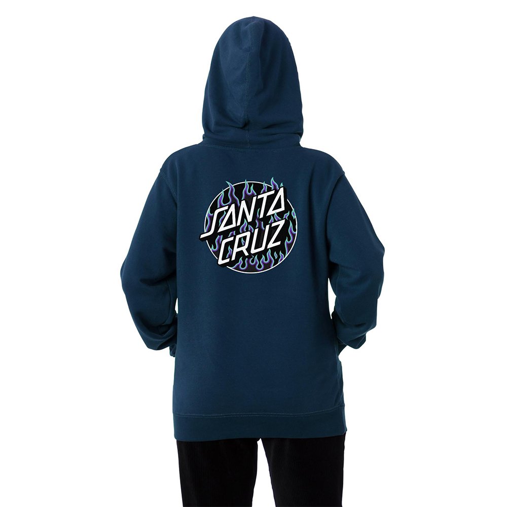 Santa Cruz X Thrasher Flame Dot Relaxed Long Hoodie Women's - Navy - Vault Board Shop Santa Cruz