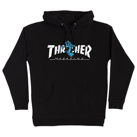 Santa Cruz X Thrasher Screaming Logo Heavyweight Hoodie - Black - Vault Board Shop Santa Cruz