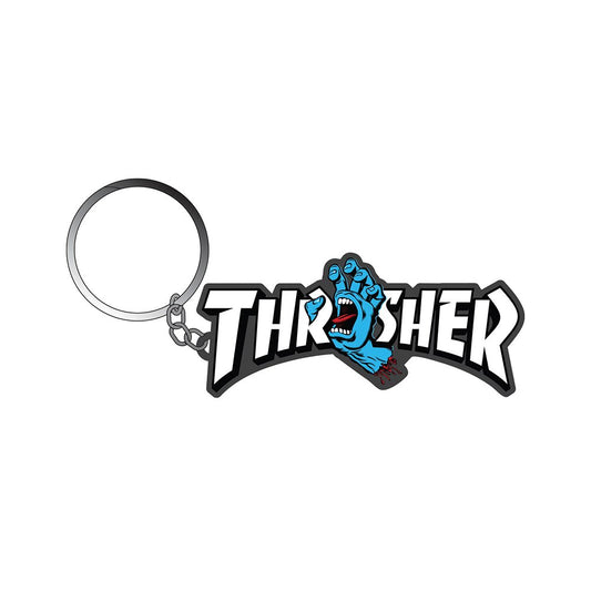 Santa Cruz X Thrasher Screaming Logo Key Chain - Black/ Blue - Vault Board Shop Santa Cruz