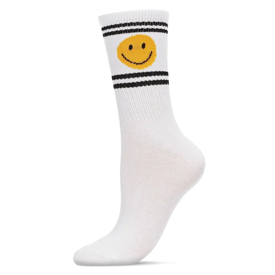 Smiley Crew Socks - White - Vault Board Shop MeMoi