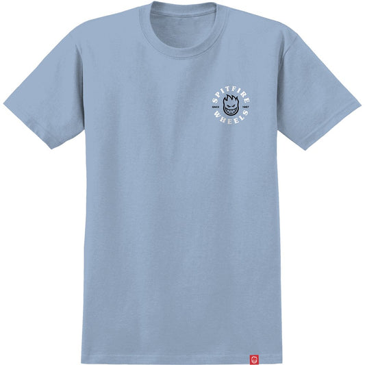 Spitfire BG Cycles Tee - Light Blue/ Black/ White - Vault Board Shop Spitfire