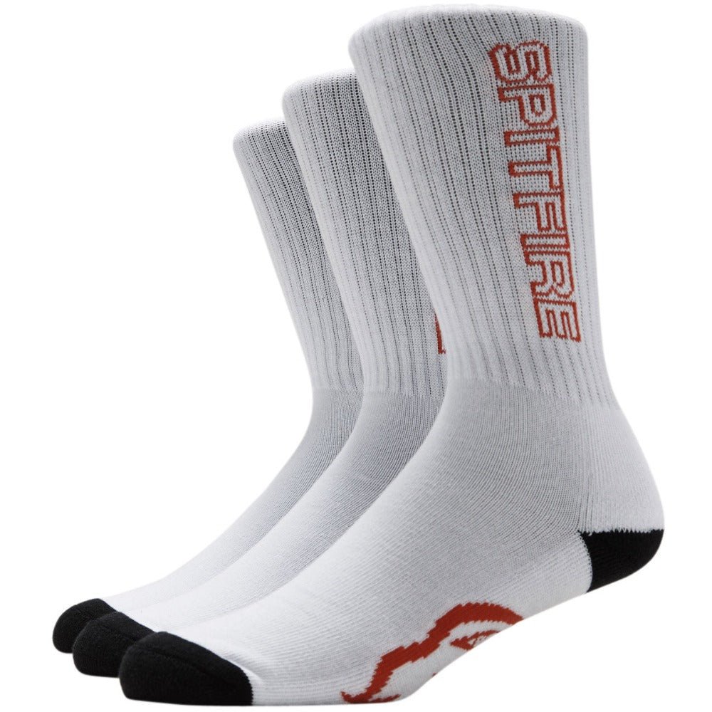 Spitfire Classic 3 - Pack Sock - White/ Black/ Red - Vault Board Shop Spitfire