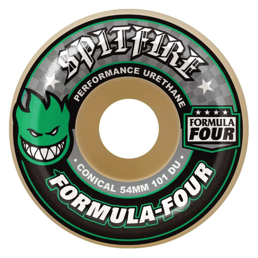Spitfire Formula 4 Conical 101d White/ Green - 53mm - Vault Board Shop Spitfire