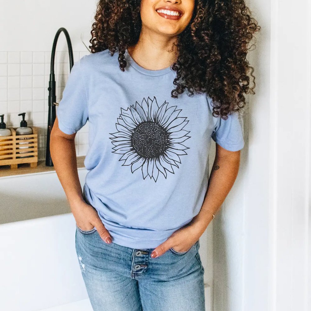 Sunflower Women's Tee - Light Blue - Vault Board Shop Vault Board Shop