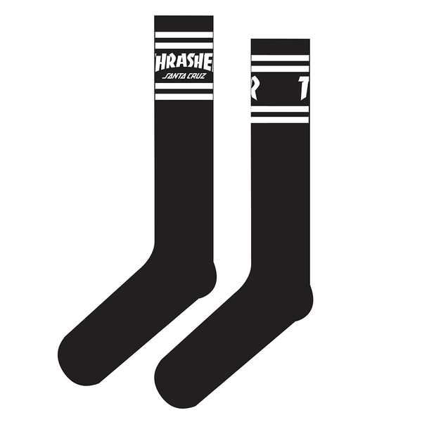 Santa Cruz X Thrasher Stripe Crew Socks - Black