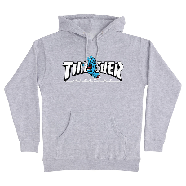 Santa Cruz X Thrasher Screaming Logo Heavyweight Hoodie - Heather Grey
