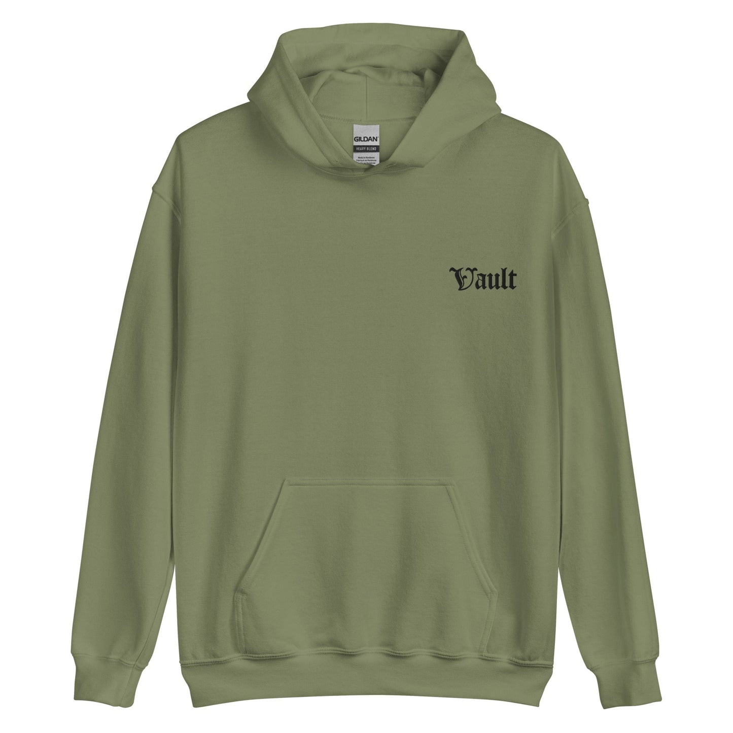 Vault Old - E Embroidered Hoodie - Black Logo - Vault Board Shop Vault